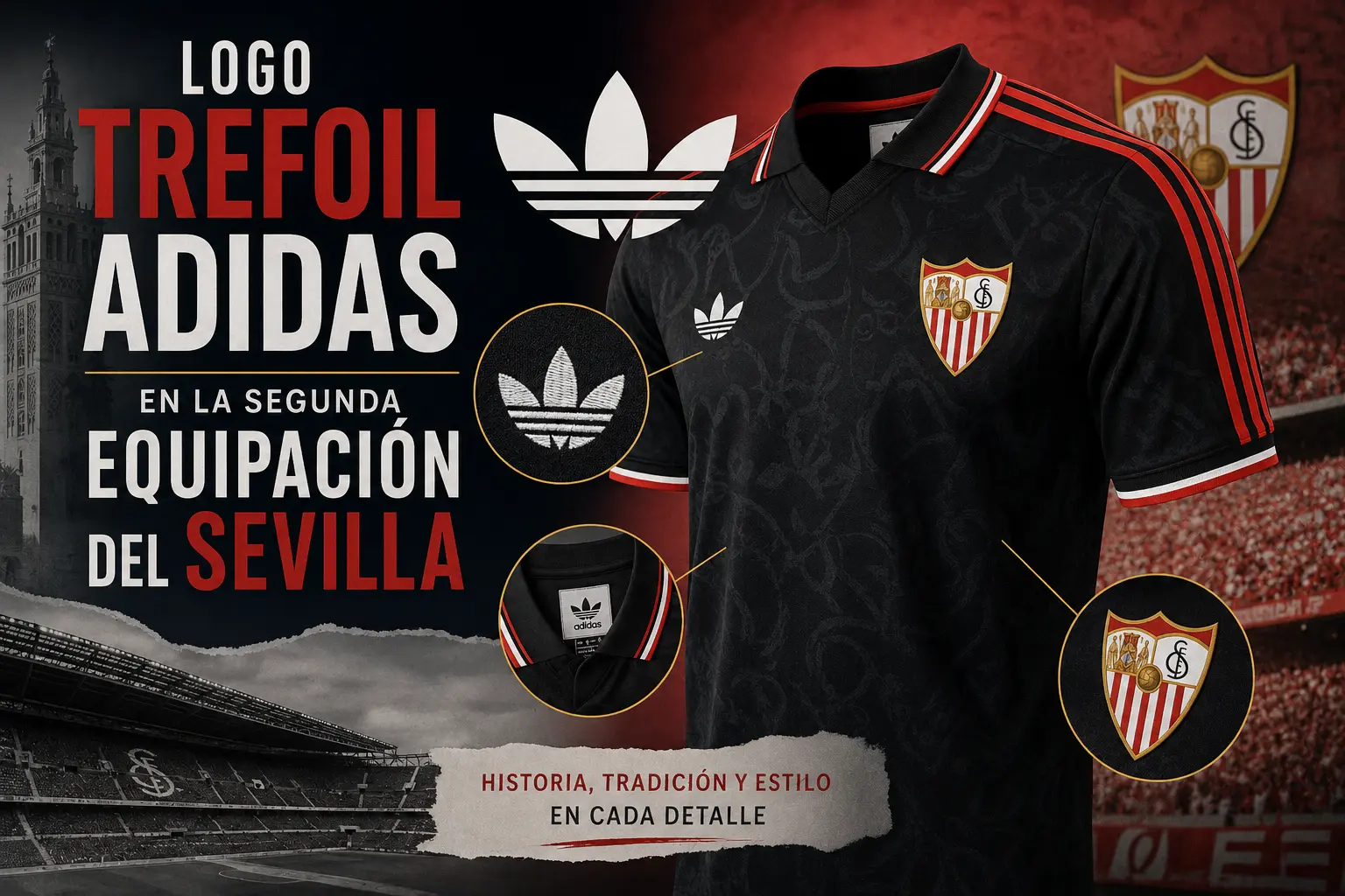 logo Trefoil Adidas en la segunda equipación del Sevilla